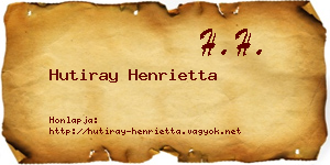 Hutiray Henrietta névjegykártya